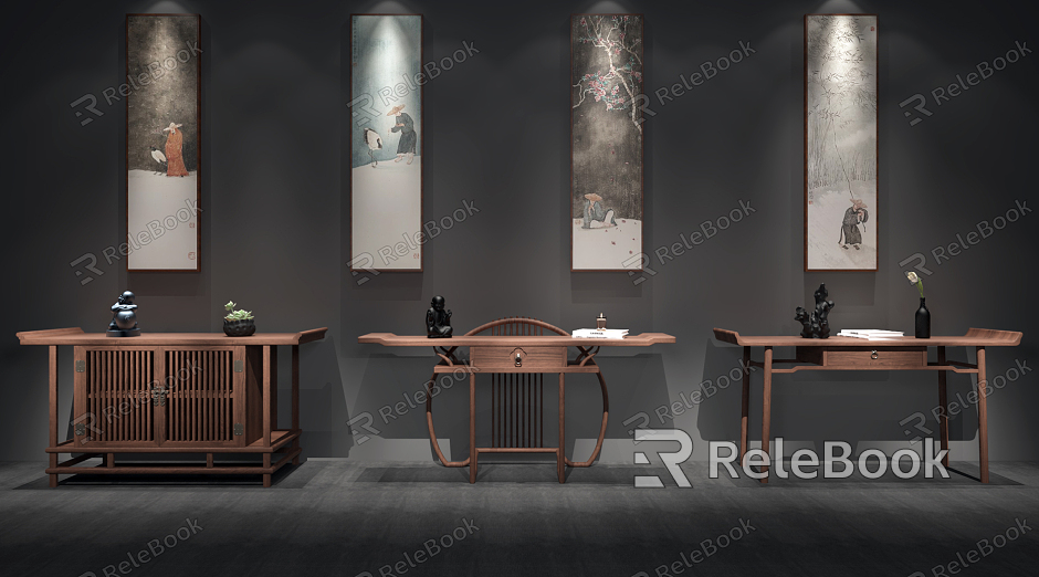 New Chinese-style Entrance Cabinet model