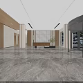 Modern Front Desk Reception Area With Marble Surface Wooden Panels And Logo