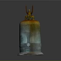 Ancient Architectural Bronze Bell Featuring Dragon Ornament Carved Patterns And Base