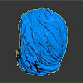 3D Blue Brain Organ With Hairy Fibrous Strands And Detailed Textured Surface