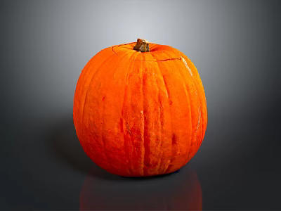 Handcrafted Orange Pumpkin Sculpture With Detailed Texture And Smooth Surface 3d model