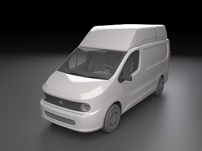 White Cargo Van With Streamlined Body For Commercial Use 3D Rendered Model 3d model