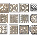 New carved pattern hollow window lattice wall lattice window antique leak window 3d model