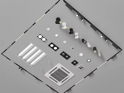 Various Modern Downlights and Spotlights with Different Styles and Installation Accessories 3d model