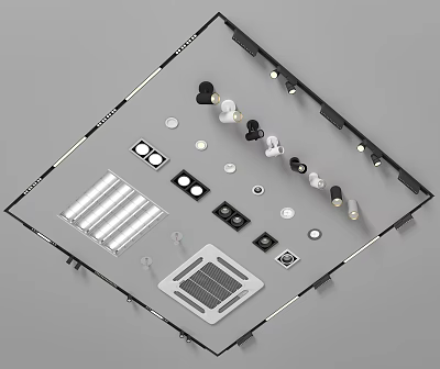 Various Modern Downlights and Spotlights with Different Styles and Installation Accessories 3d model