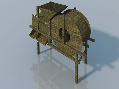 Classic Wooden Swing Door With Rustic Frame Sturdy Structure And Handcrafted Design 3d model