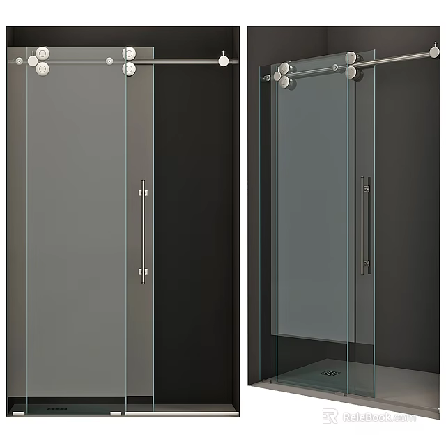 Modern Shower Sauna Enclosure With Glass Door And Chrome Frame Design 3d model 