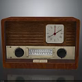 Vintage Electronic Radio With Wooden Case Dial Knobs And Tuning Scale