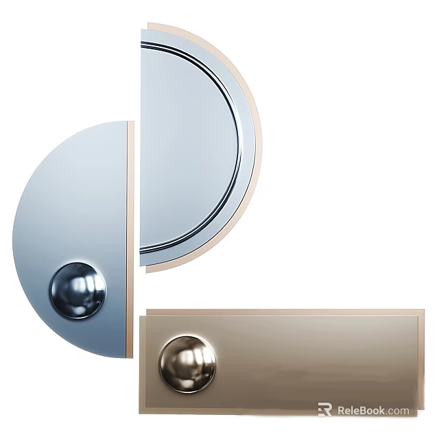Modern Circular Wall Lamp With Metal Frame Reflective Surface And Decorative Ball 3d model 