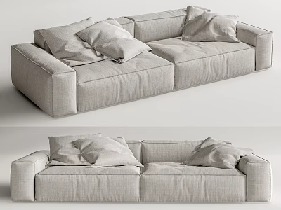 Modern Minimalist Two Seater Sofa With Upholstered Design And Decorative Pillows 3d model