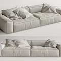 Modern Minimalist Two Seater Sofa With Upholstered Design And Decorative Pillows