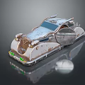 Vintage Futuristic Car Model With Metallic Finish Unique Bodywork And Green Lights