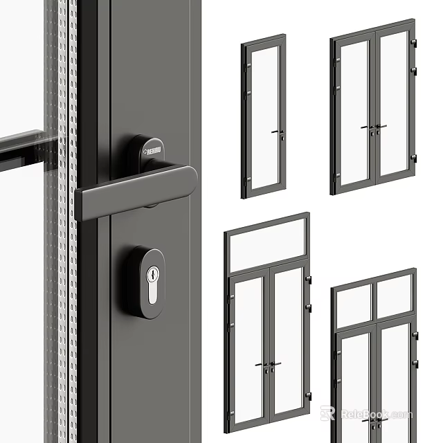 Durable Modern Casement Windows With Sleek Frame Handle And Lock Design 3d model 