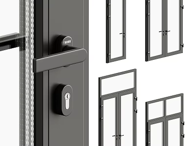 Durable Modern Casement Windows With Sleek Frame Handle And Lock Design 3d model
