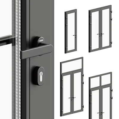 Durable Modern Casement Windows With Sleek Frame Handle And Lock Design 3d model