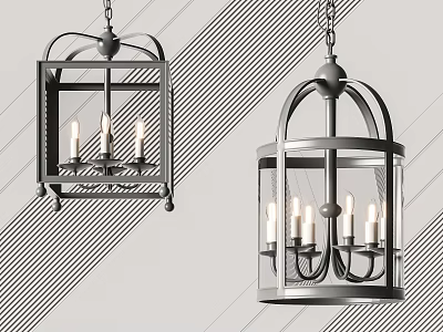 Classical Metal Frame Chandeliers With Candle Shaped Bulbs For Home Decor 3d model