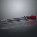 Dagger With Silver Blade And Red Handle On Black Surface With Reflection 3d model