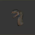 Dinosaur Head Model With Prominent Crest Open Mouth And Detailed Skin Texture