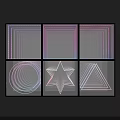 Abstract Geometric Commercial Display Equipment With Colorful Gradient Lines And Shapes