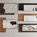 Modern Decorative Wall Art With Abstract Geometric Lines And Marble Patterns 3d model