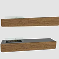Modern Floating Fireplace With Wooden Cabinet And White Glass Panel And Realistic Flame Effect