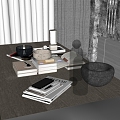 Modern Table Ornaments Books Candle Kettle 3d model