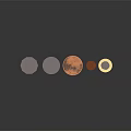 Shiny Coins Of Various Colors And Sizes Arranged In A Row On Dark Background
