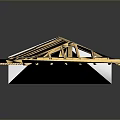 Golden Building Truss Framework With Cross Support Beams And Structure Design 3d model