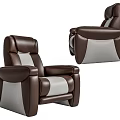 Comfortable Modern Single Seater Leather Sofa With Brown And Gray Upholstery Design