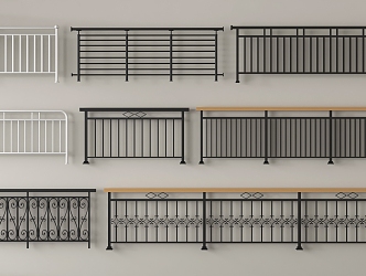 Railing Fence Guardrail Protective Fence Wrought Iron Railing Balcony Railing Stair Railing 3d model