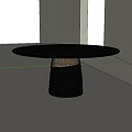 Round Dining Table With Black Smooth Surface And Textured Black Base With Gold Accent 3d model