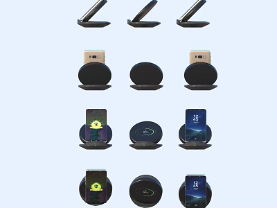 Daily Life Essential Wireless Chargers With Phones On Multiple Charging Pads Displaying Status 3d model