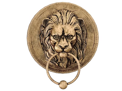Decorative Lion Head Bronze Carved Door Handle for Home Decoration 3d model