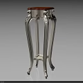 Elegant White Plant Stand With Carved Legs And Wooden Top Design