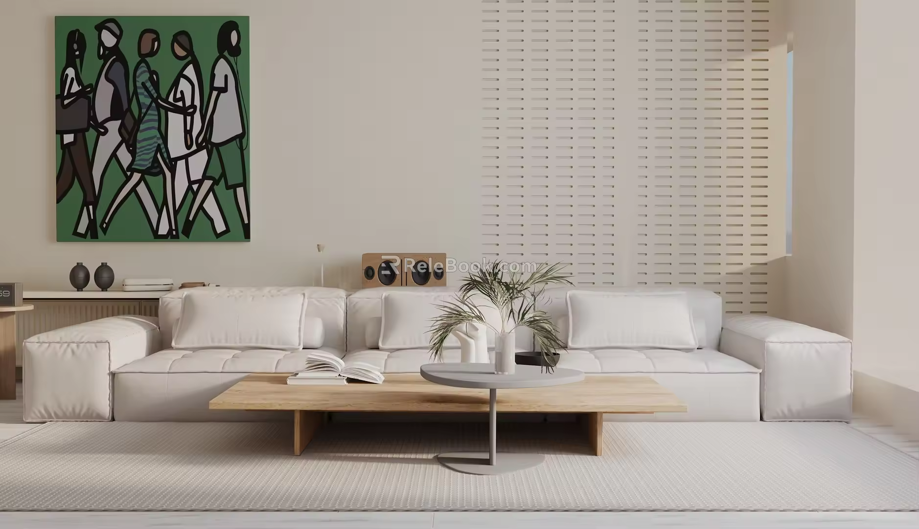 Modern three-seat sofa 3d model