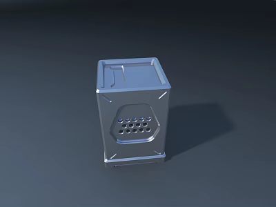 Metal Public Trash Bin With Lid And Perforated Front Design 3d model