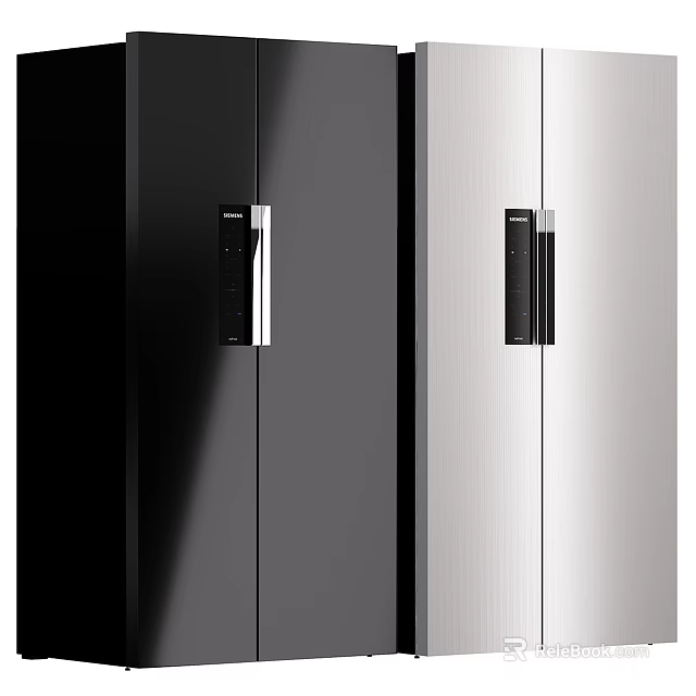 Modern Black and Silver Double Door Refrigerator Freezer With Sleek Design 3d model 