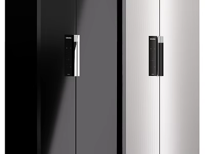 Modern Black and Silver Double Door Refrigerator Freezer With Sleek Design 3d model