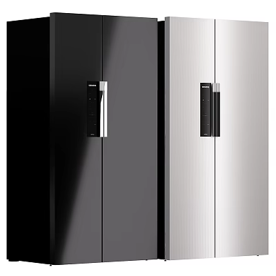 Modern Black and Silver Double Door Refrigerator Freezer With Sleek Design 3d model