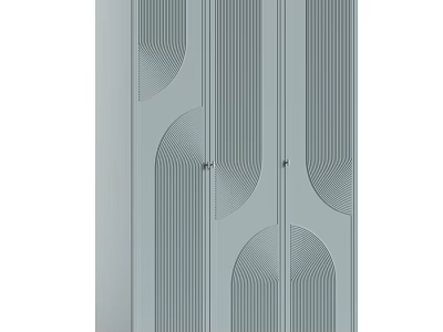 Modern Minimalist Light Grey Chest Of Drawers With Elegant Embossed Arch And Vertical Groove Design 3d model