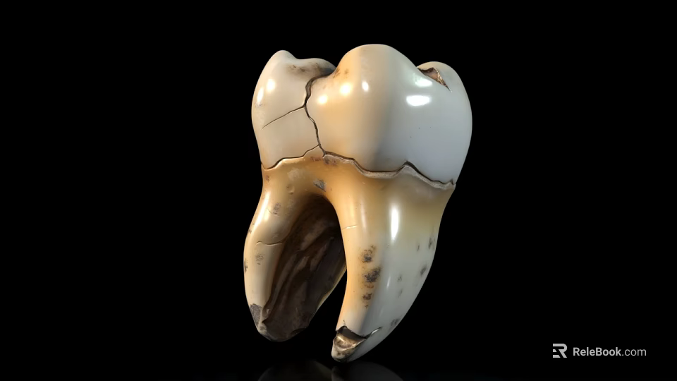 Man With Cracked Damaged Tooth Showing Severe Dental Health Problems 3d model 