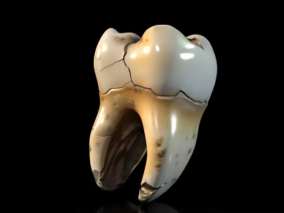 Man With Cracked Damaged Tooth Showing Severe Dental Health Problems 3d model