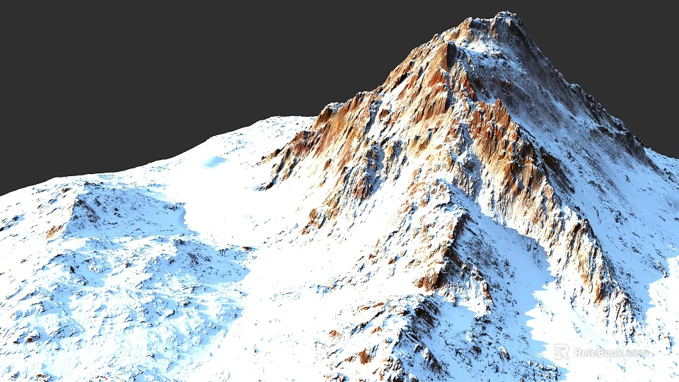 Microtopography of Rocky Mountain Terrain Covered with Snow and Natural Features 3d model 