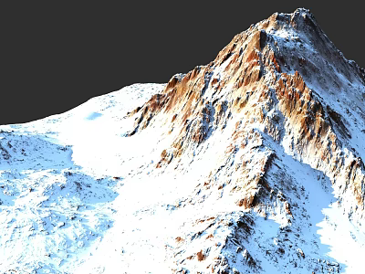 Microtopography of Rocky Mountain Terrain Covered with Snow and Natural Features 3d model