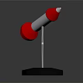 Space Rocket Model With White Red Design And Black Base Metal Spring Stand