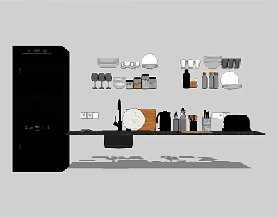 Modern Induction Cooker Kitchenware Kitchen Tableware Wash Basin Range Hood Socket Oven Appliances 3d model