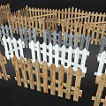 Various Styles Of Wooden Fences In White Gray And Natural Wood Colors