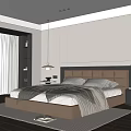 Modern Minimalist Bedroom Interior Design With Beige Leather Bed And Recessed Lighting Strips