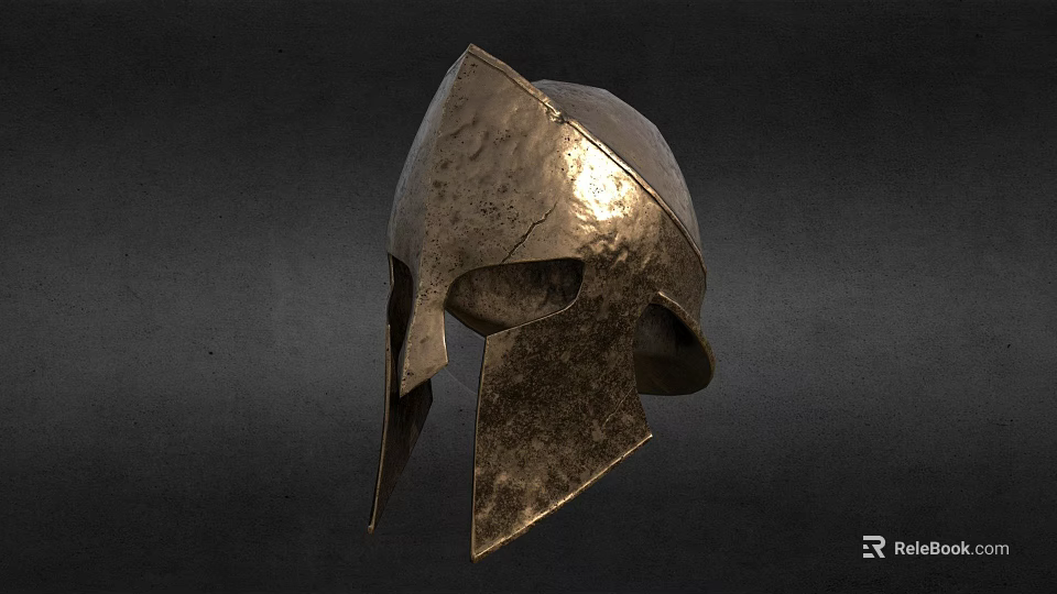 Ancient Spartan Warrior Bronze Helmet With Classic Design And Battle Gear 3d model 