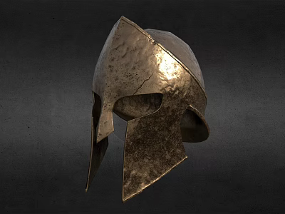 Ancient Spartan Warrior Bronze Helmet With Classic Design And Battle Gear 3d model